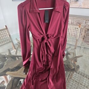 Lulu's Rich Burgundy Long Sleeve Dress